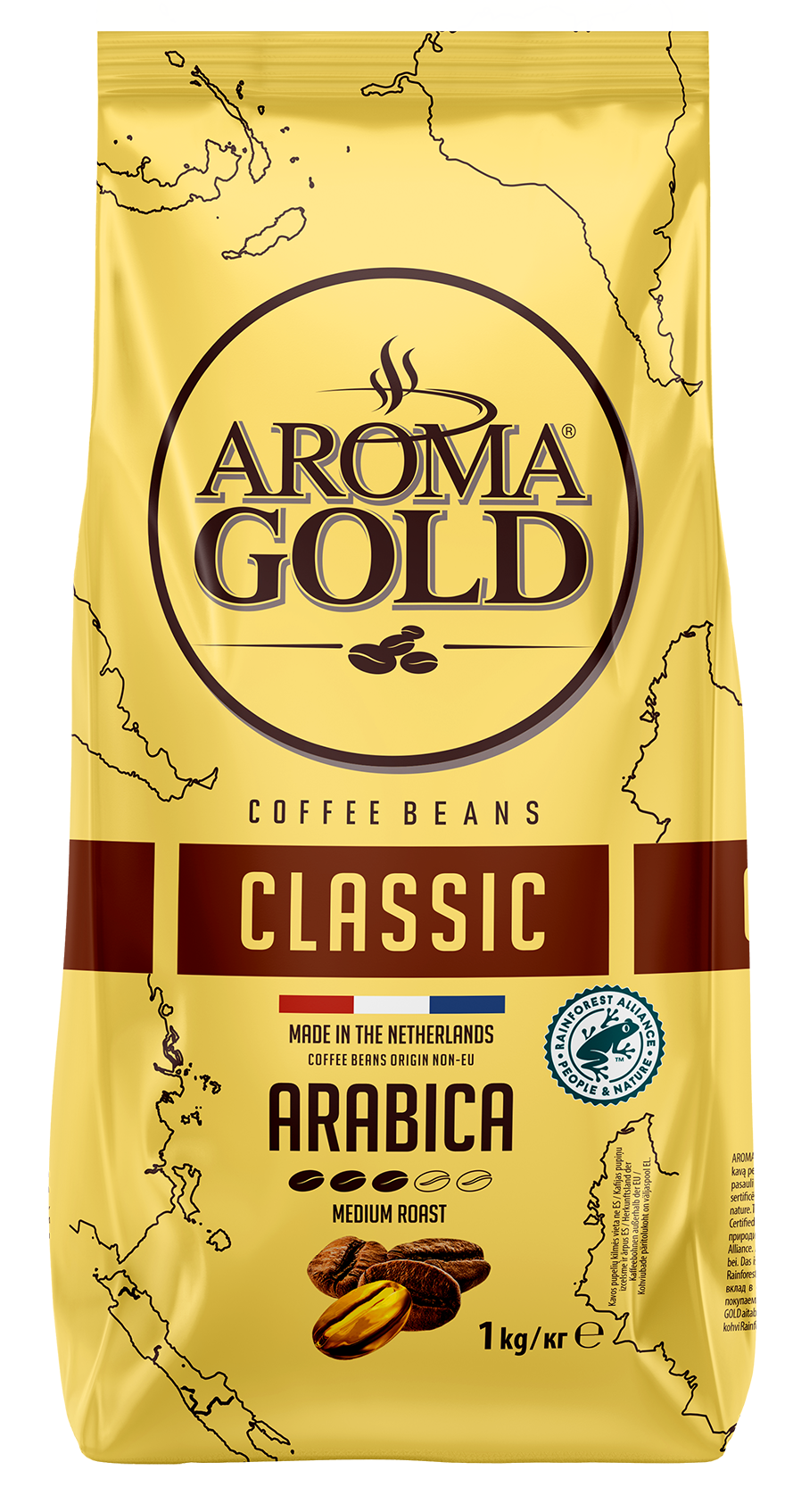 Aroma Gold Classic 100% Arabica - Café en Grains 1kg - Livraison Île Maurice