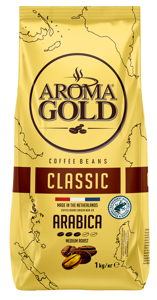 Aroma Gold Classic 100% Arabica - Café en Grains 1kg - Livraison Île Maurice